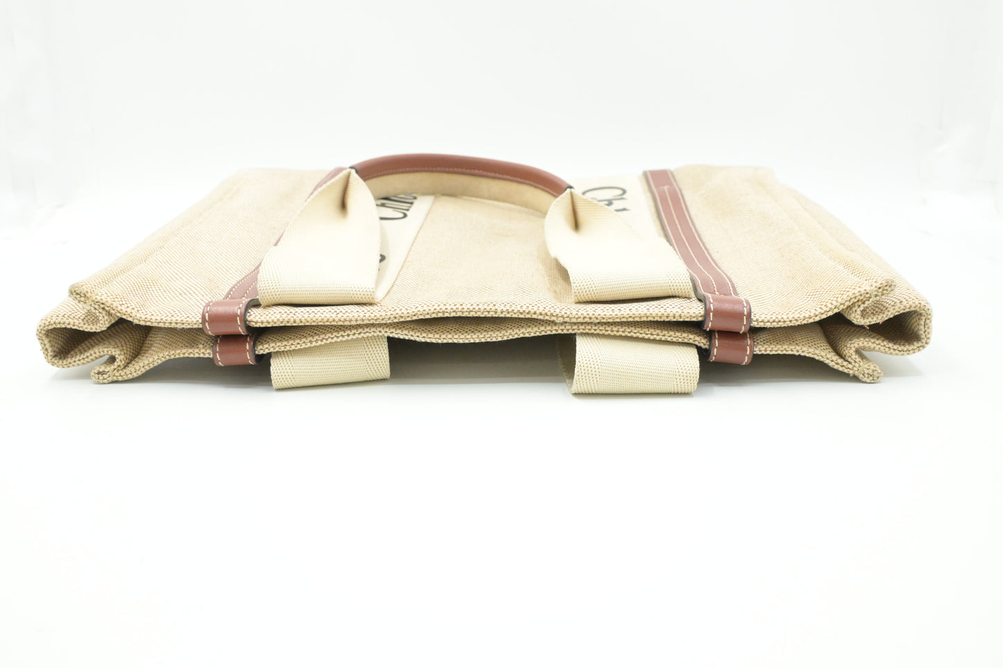 Chloe Medium Woody Tote in Beige Canvas