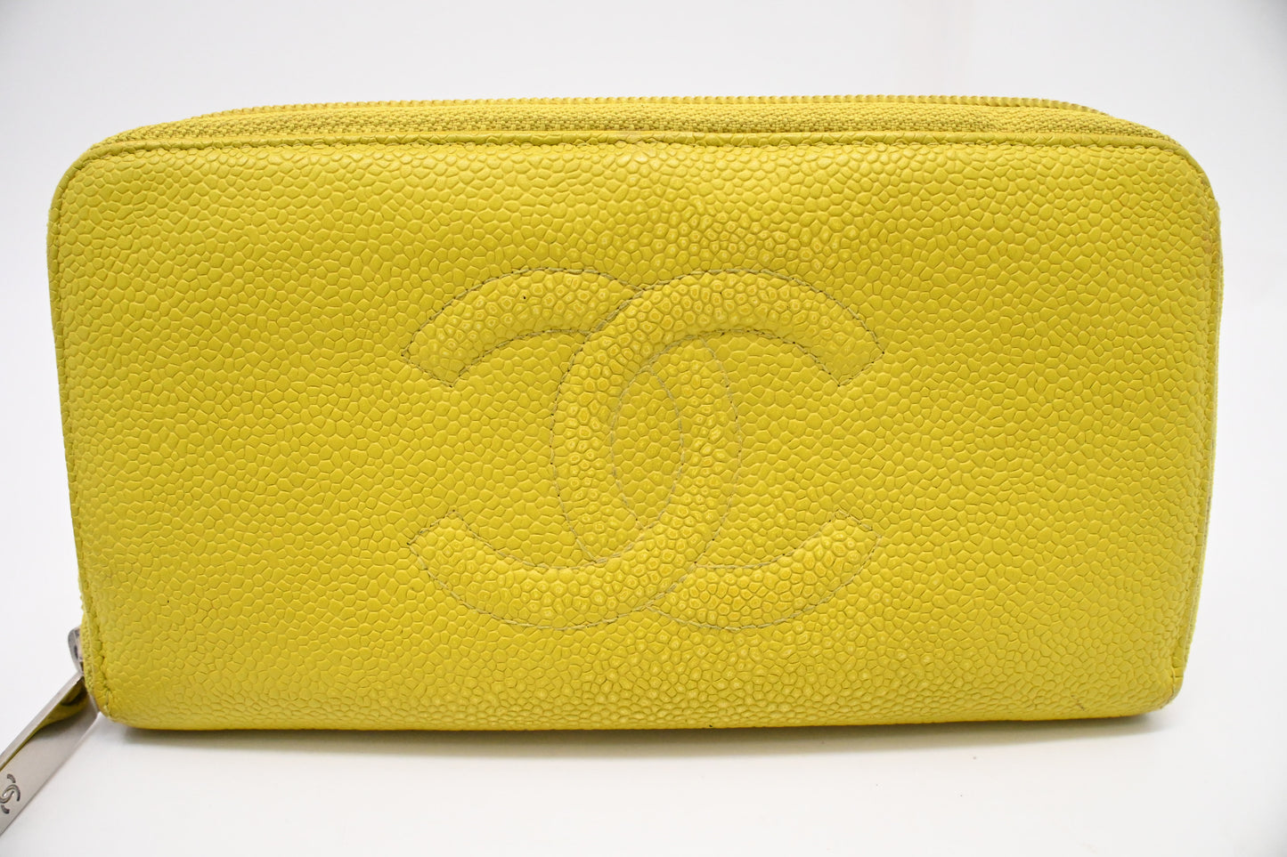 Chanel Long Zippy Wallet in Yellow Caviar Leather
