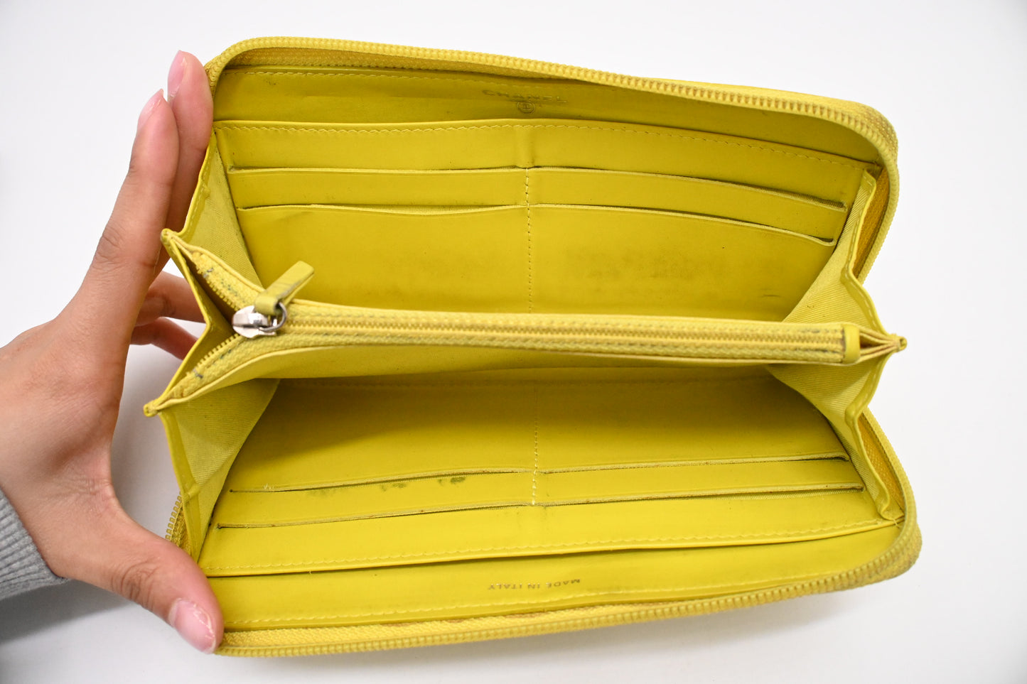 Chanel Long Zippy Wallet in Yellow Caviar Leather