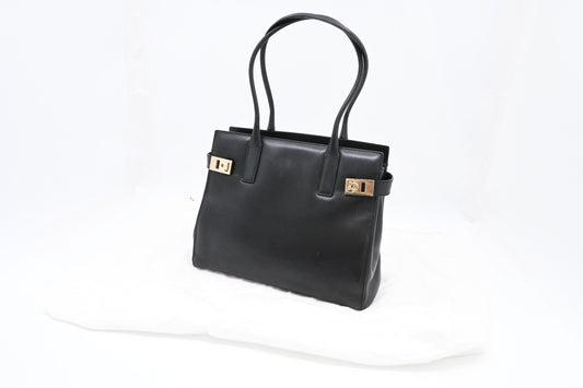 Ferragamo Shoulder Bag in Black Leather