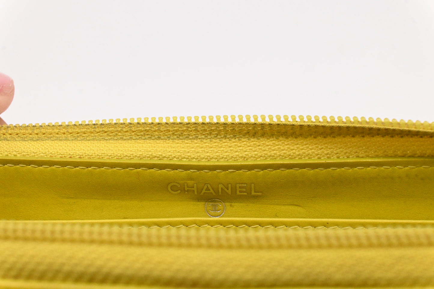 Chanel Long Zippy Wallet in Yellow Caviar Leather