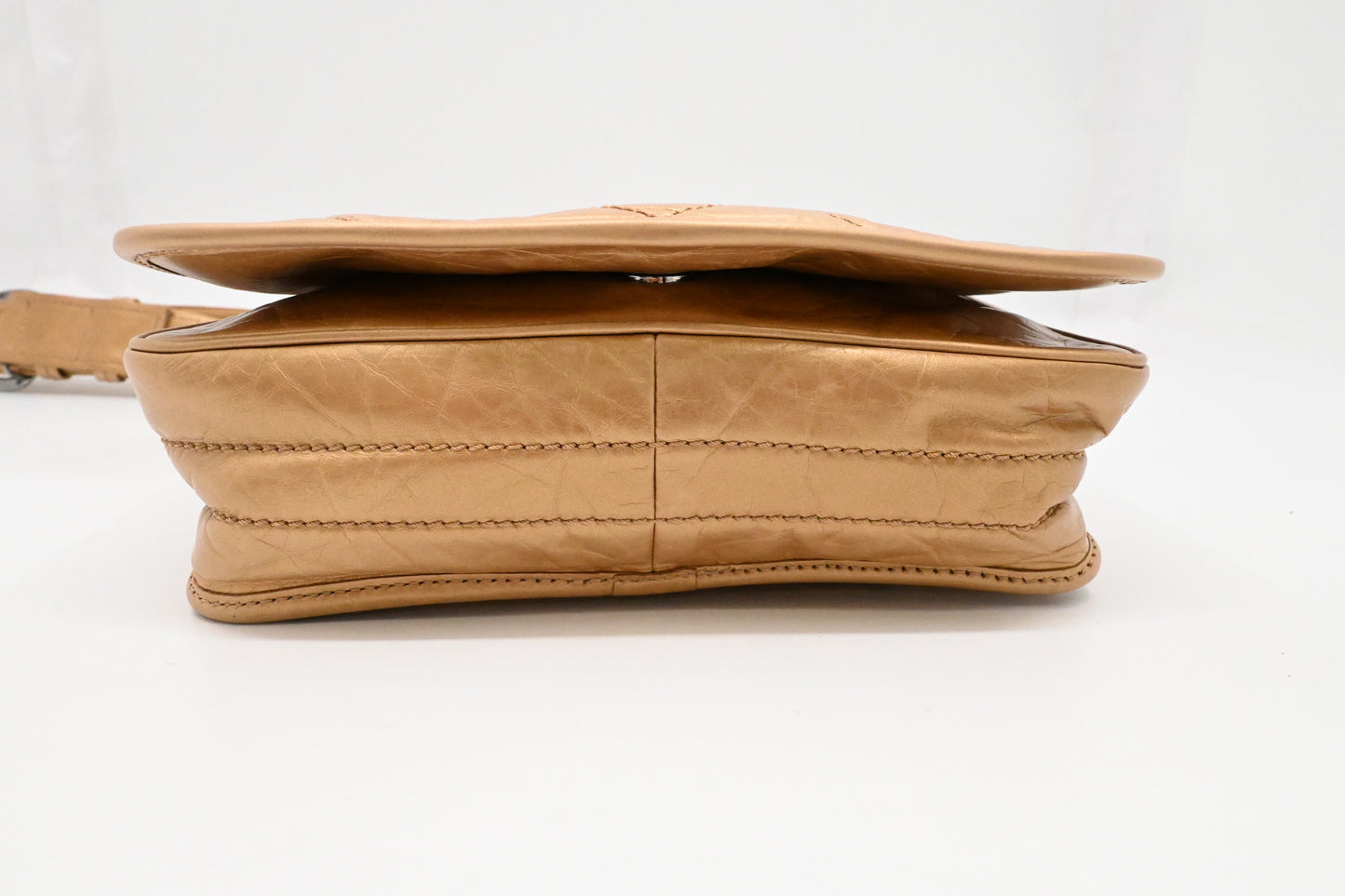 Chanel Small Messenger Bag in Ageda Matte Gold Leather
