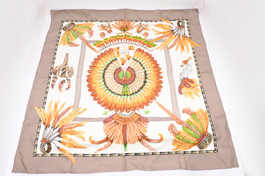 Hermes 'Brazil' Carre 90 in Gray Silk