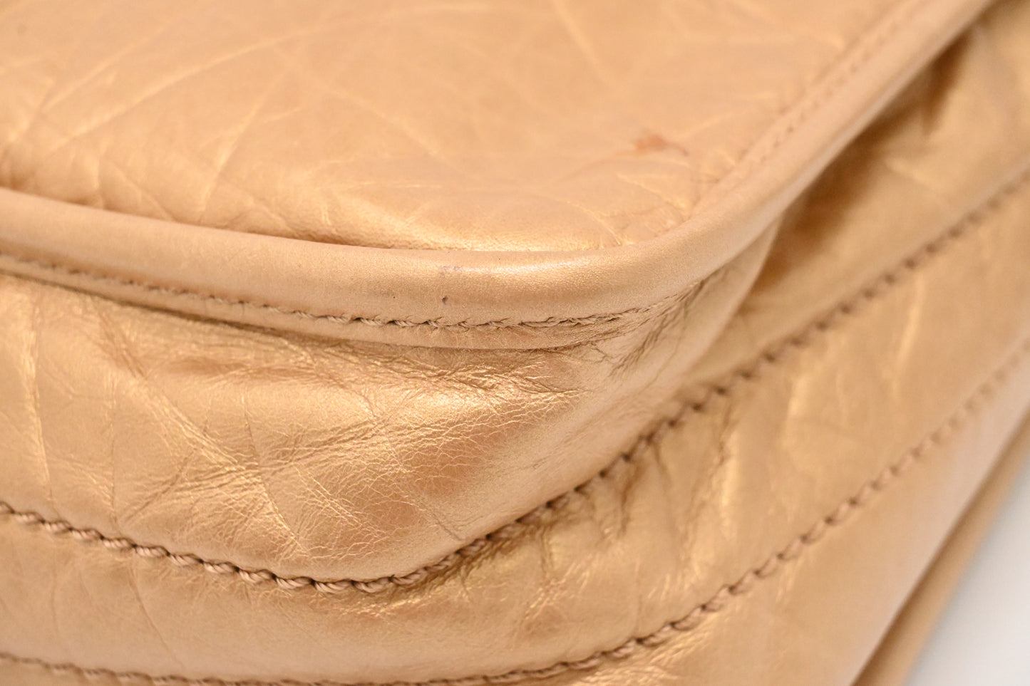 Chanel Small Messenger Bag in Ageda Matte Gold Leather