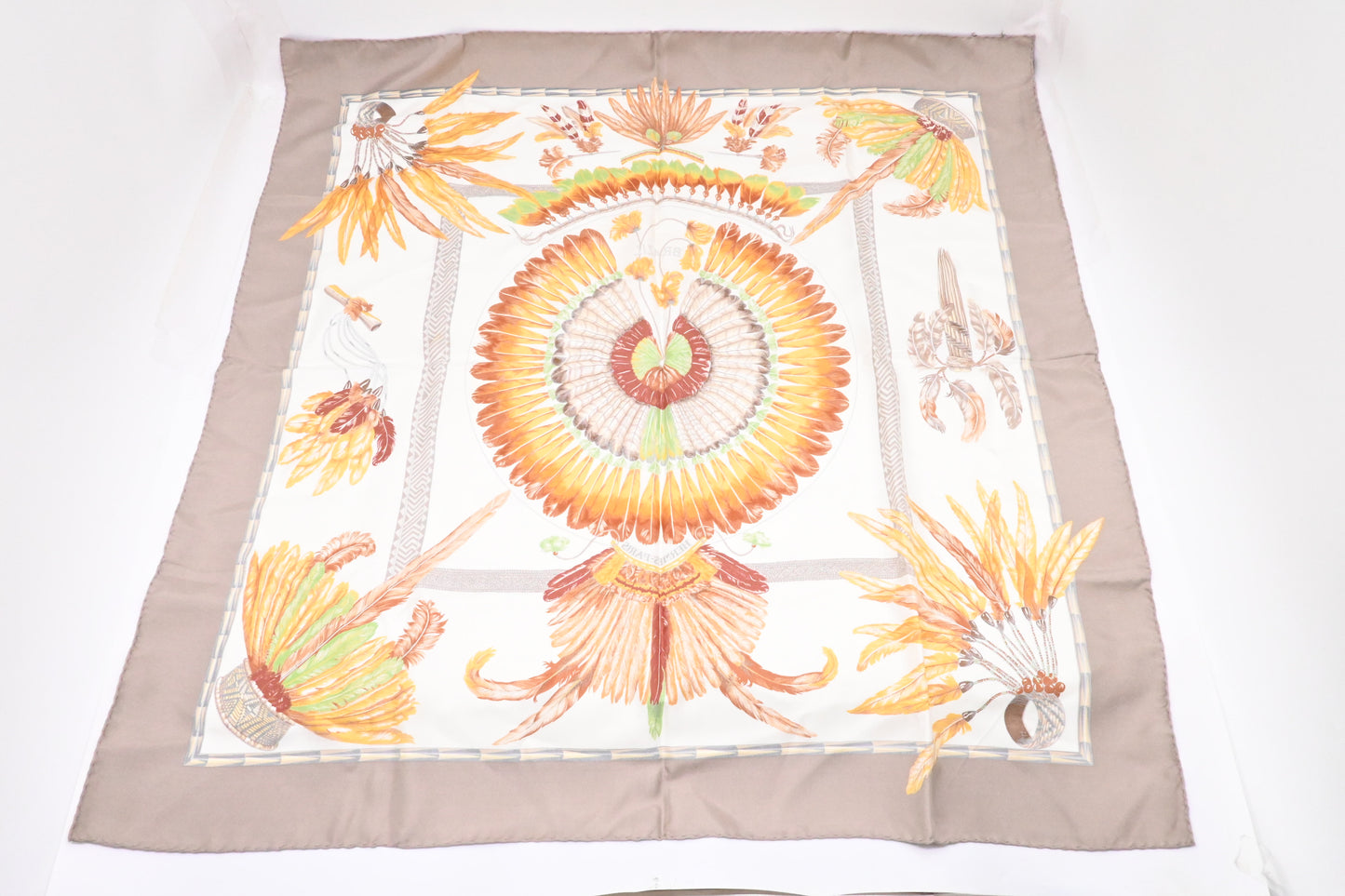 Hermes 'Brazil' Carre 90 in Gray Silk