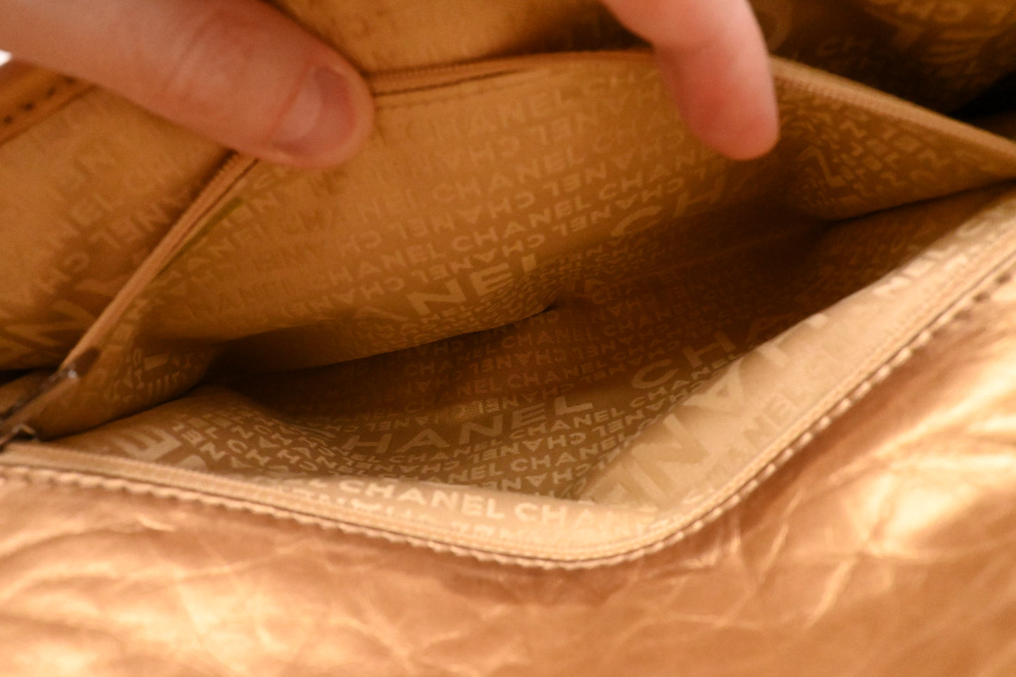 Chanel Small Messenger Bag in Ageda Matte Gold Leather