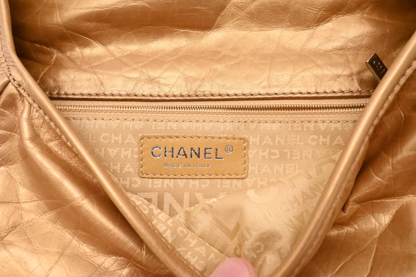Chanel Small Messenger Bag in Ageda Matte Gold Leather