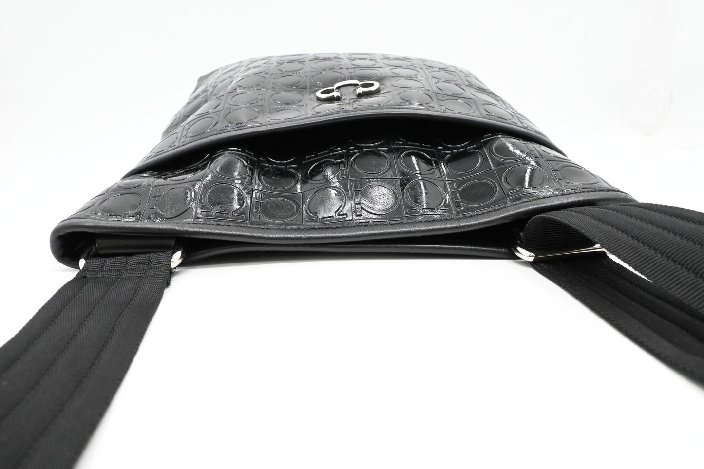 Ferragamo Crossbody in Black Patent Leather