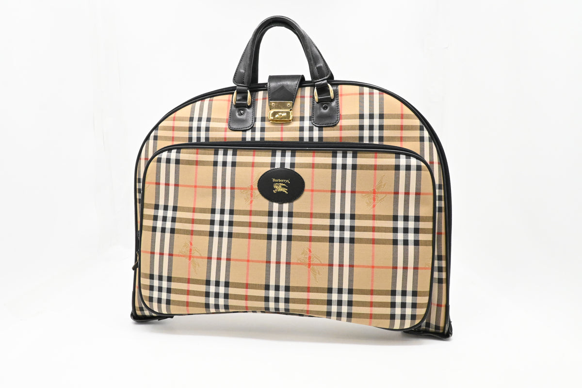 Burberry Garment Bag in Checked Canvas