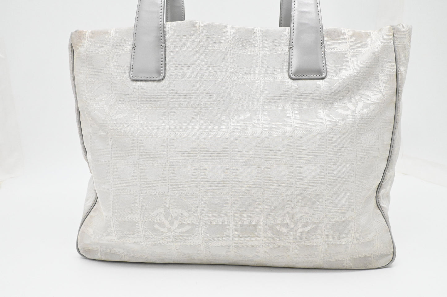 Chanel New Travel Line Shoulder Bag in Light Gray Canvas