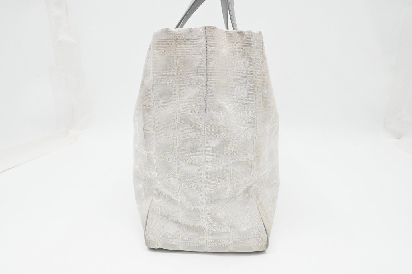 Chanel New Travel Line Shoulder Bag in Light Gray Canvas