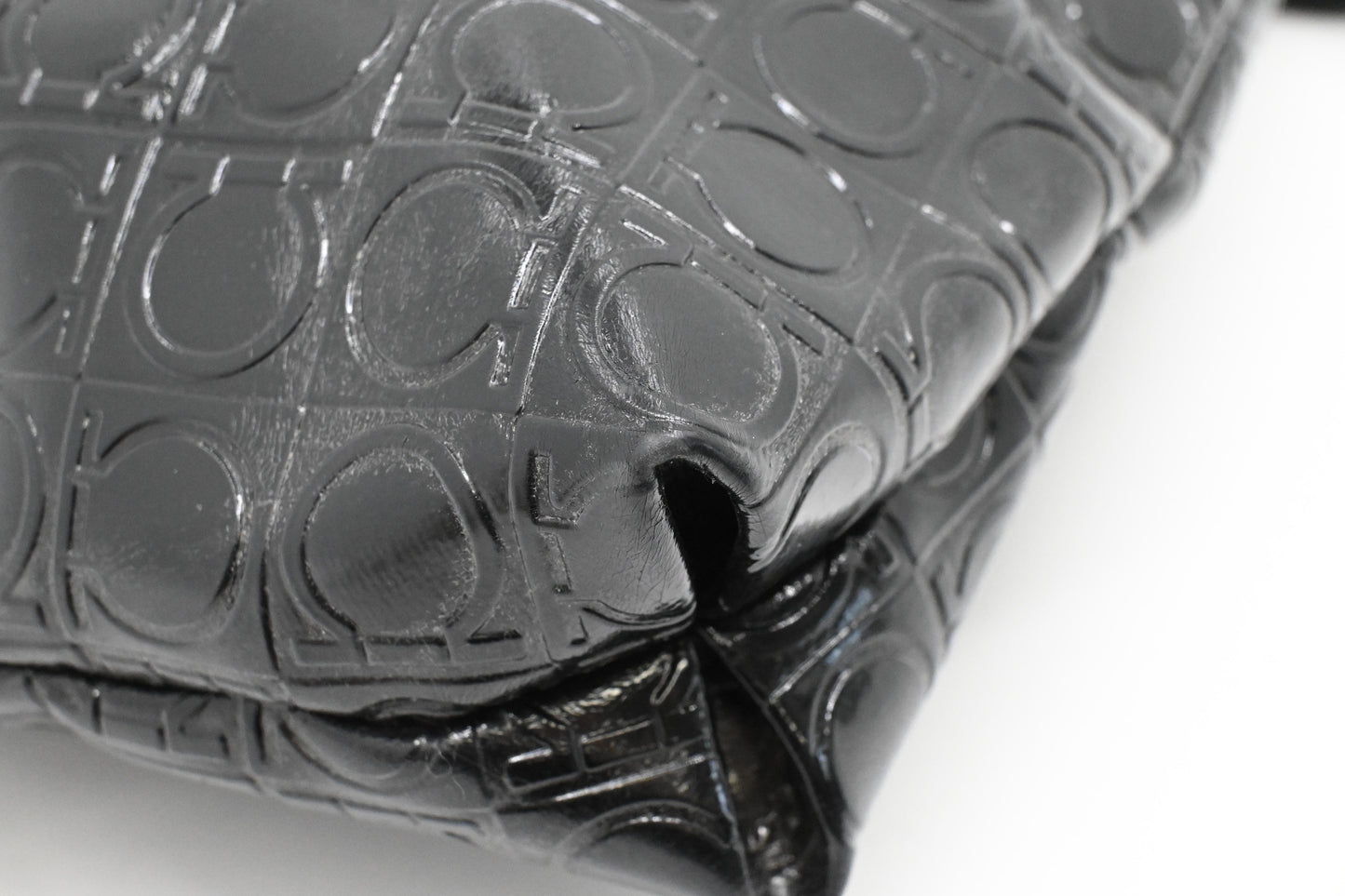 Ferragamo Crossbody in Black Patent Leather