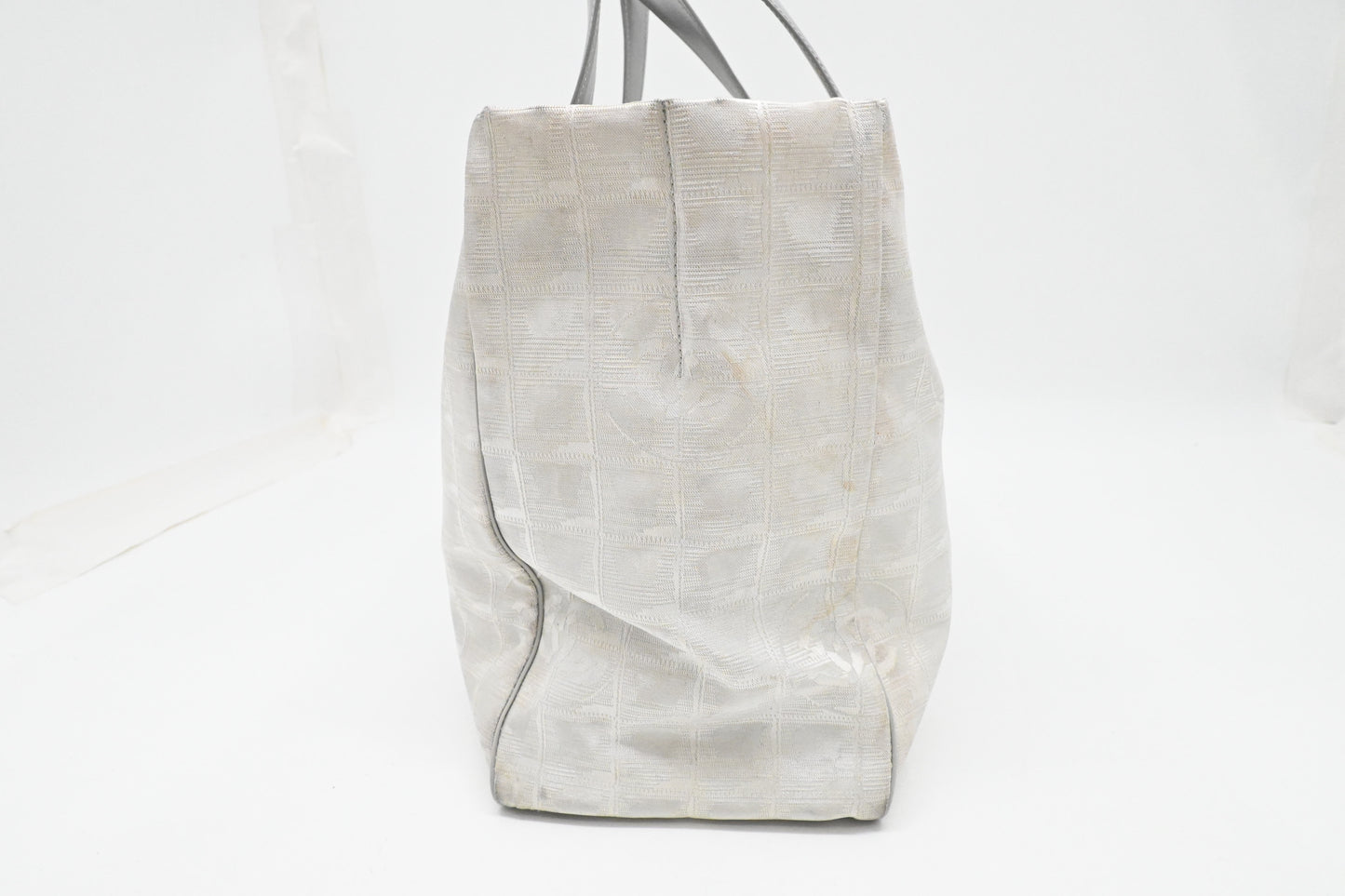 Chanel New Travel Line Shoulder Bag in Light Gray Canvas