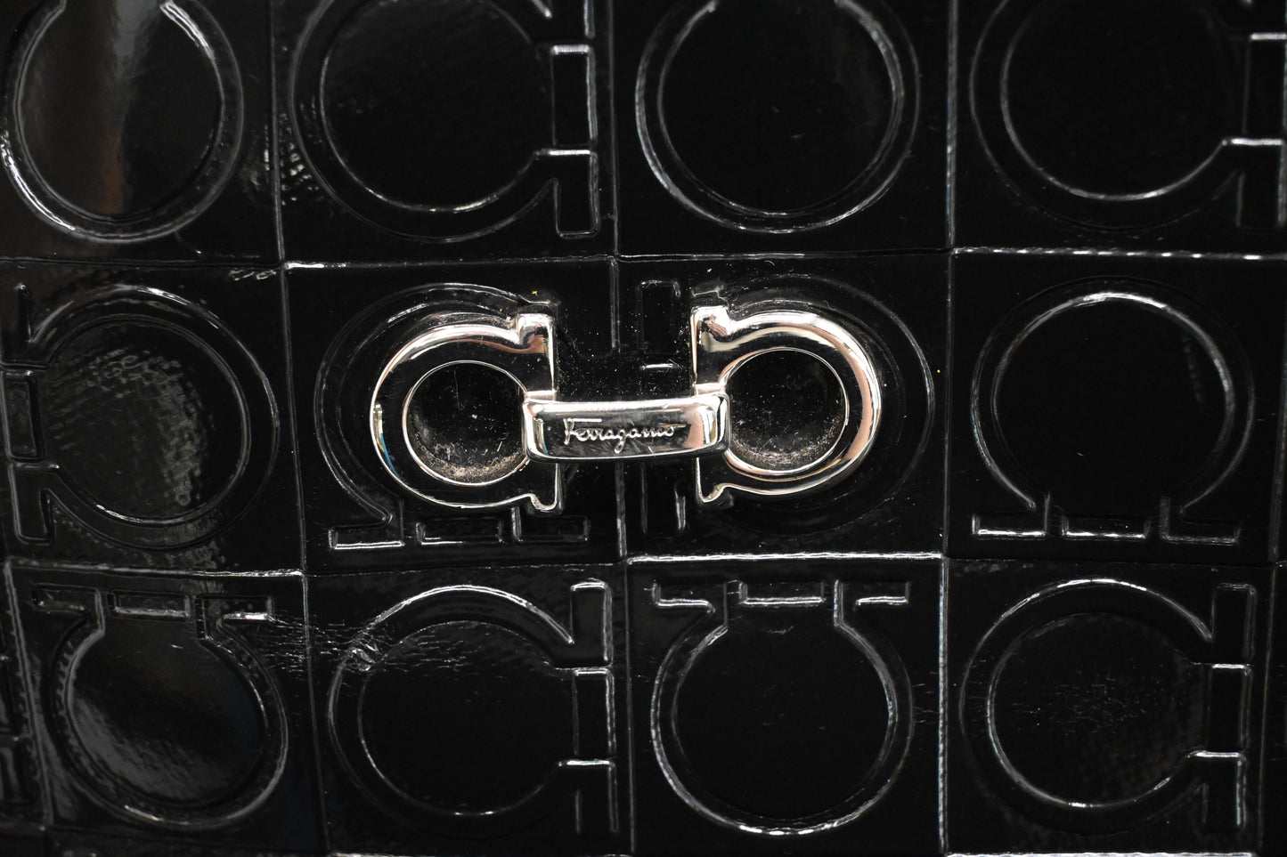 Ferragamo Crossbody in Black Patent Leather