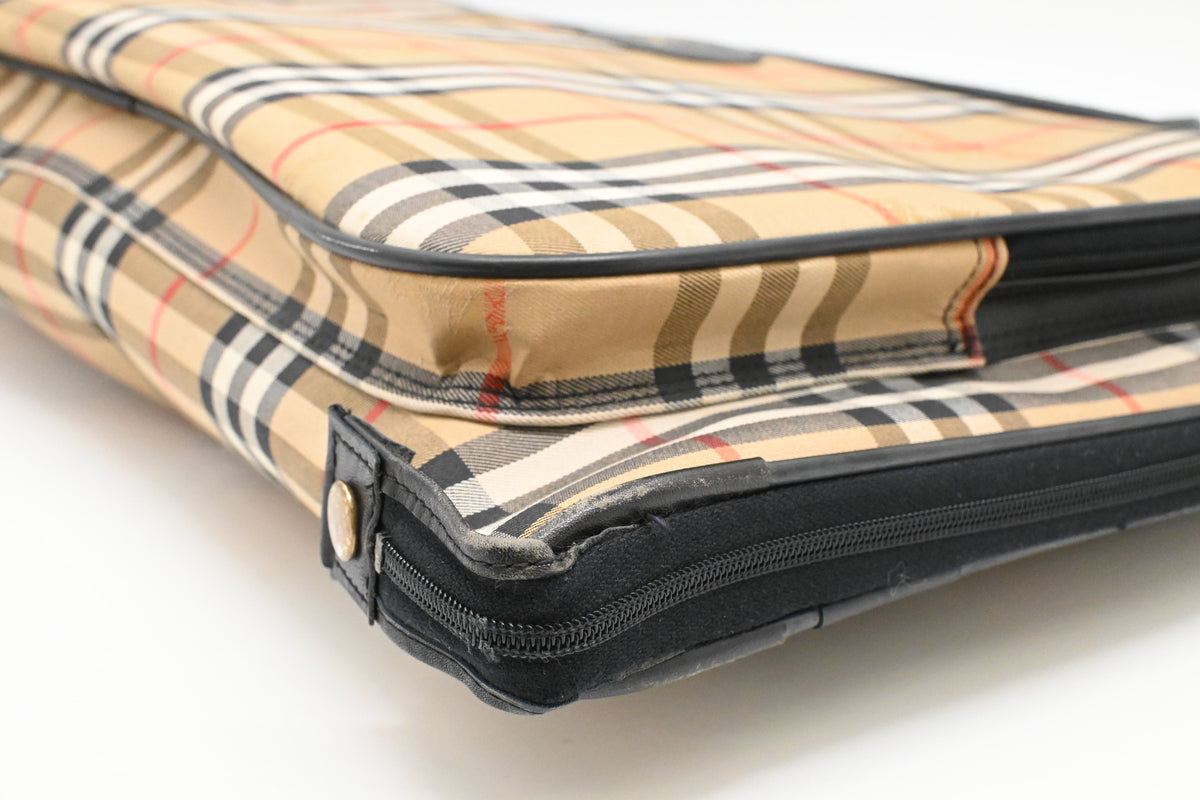 Burberry Garment Bag in Checked Canvas