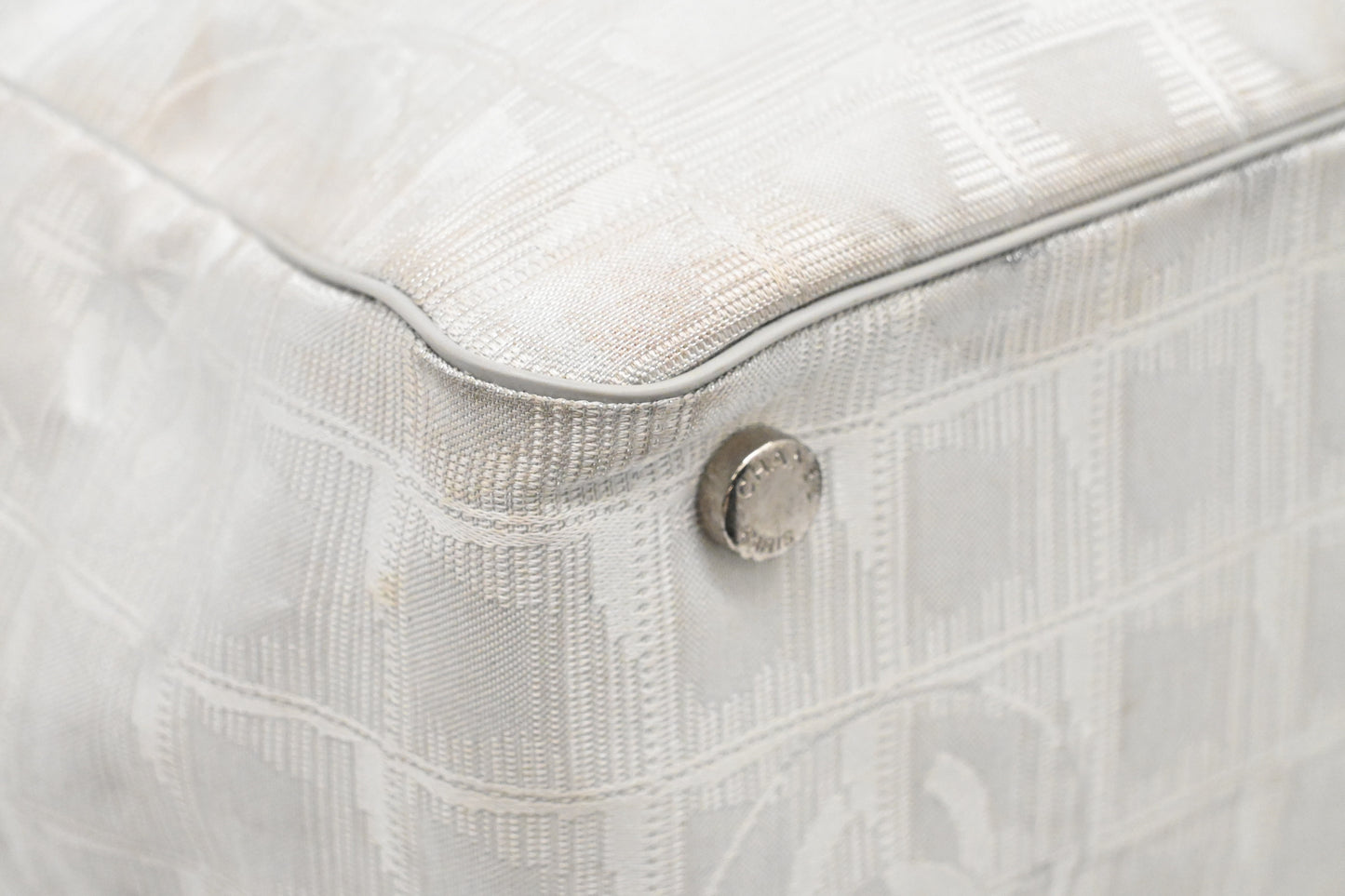 Chanel New Travel Line Shoulder Bag in Light Gray Canvas