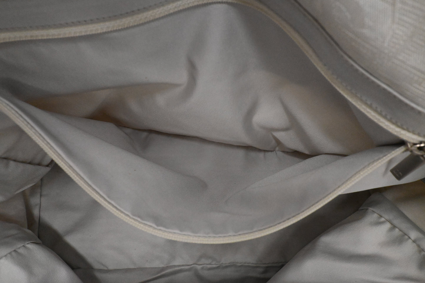 Chanel New Travel Line Shoulder Bag in Light Gray Canvas