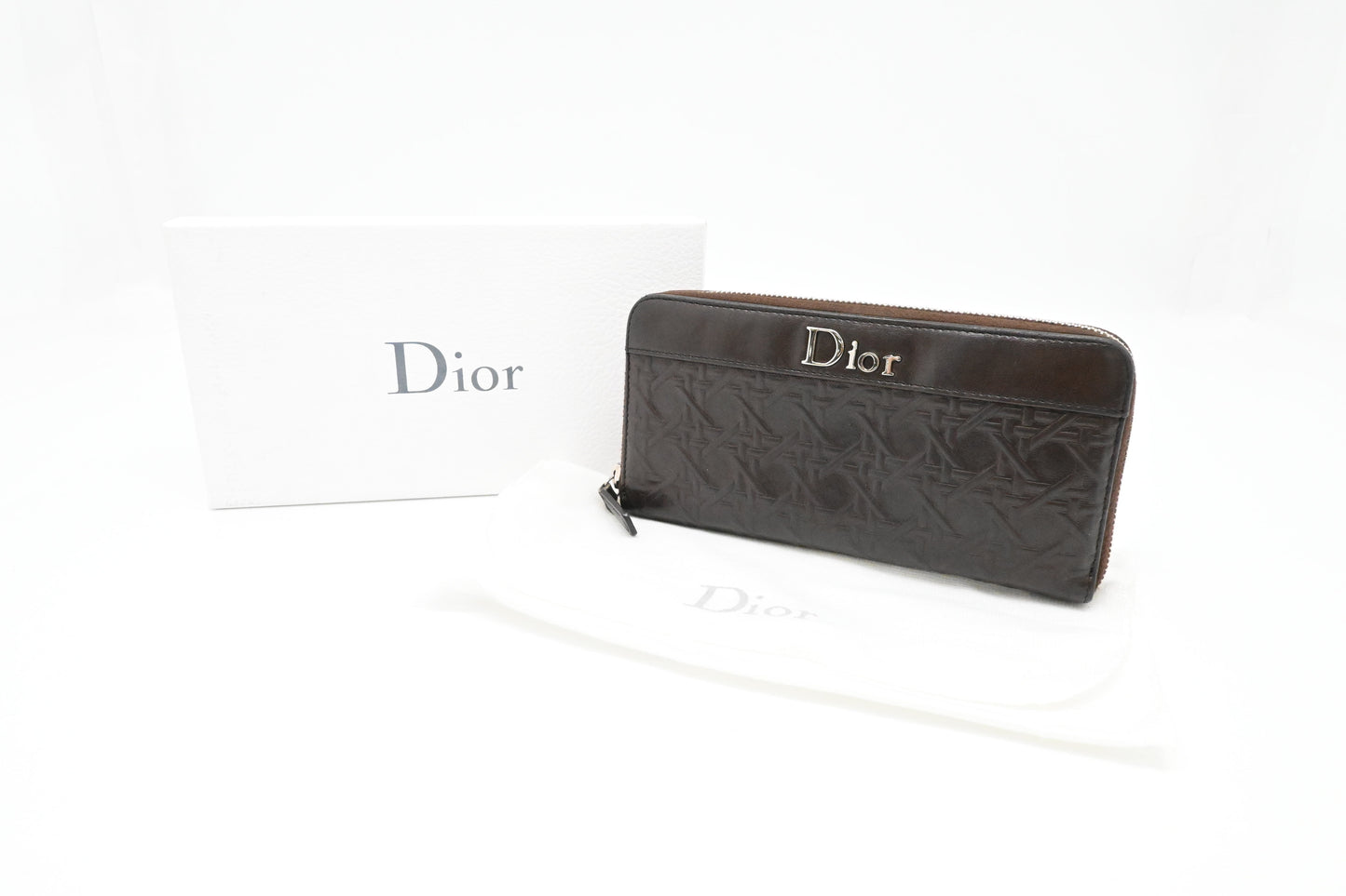 Dior Long Zippy Wallet in Brown Leather