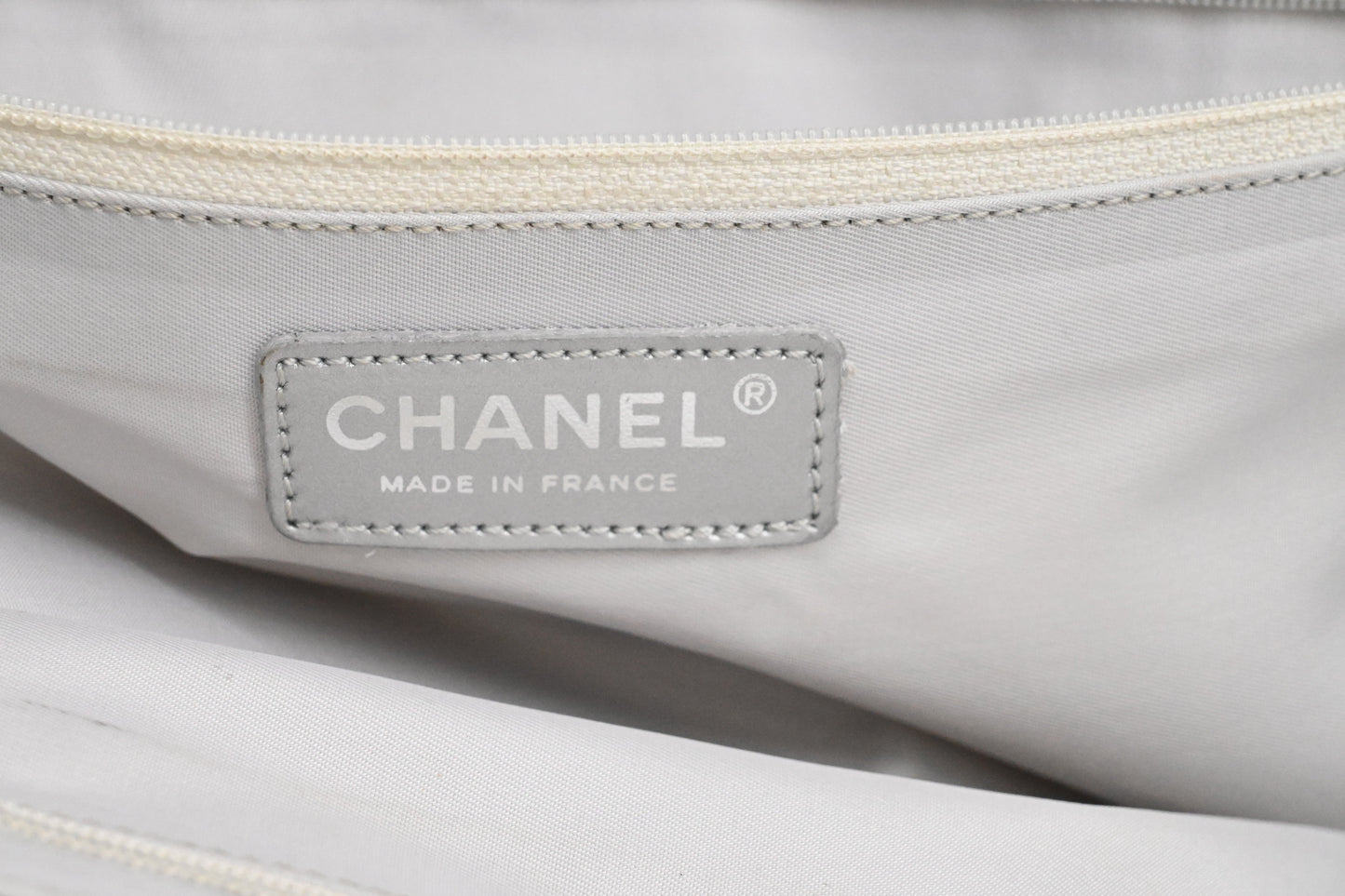 Chanel New Travel Line Shoulder Bag in Light Gray Canvas