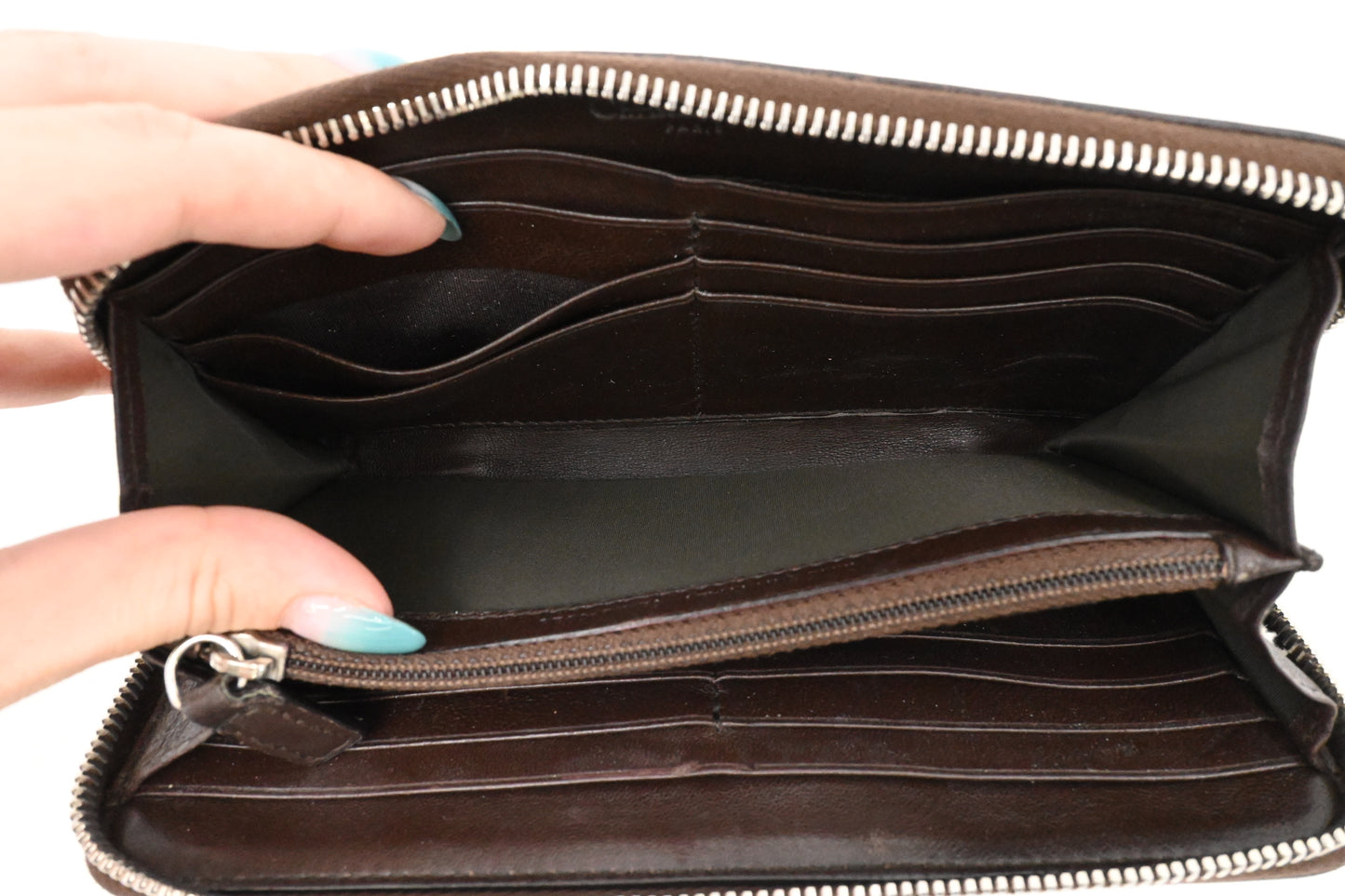 Dior Long Zippy Wallet in Brown Leather