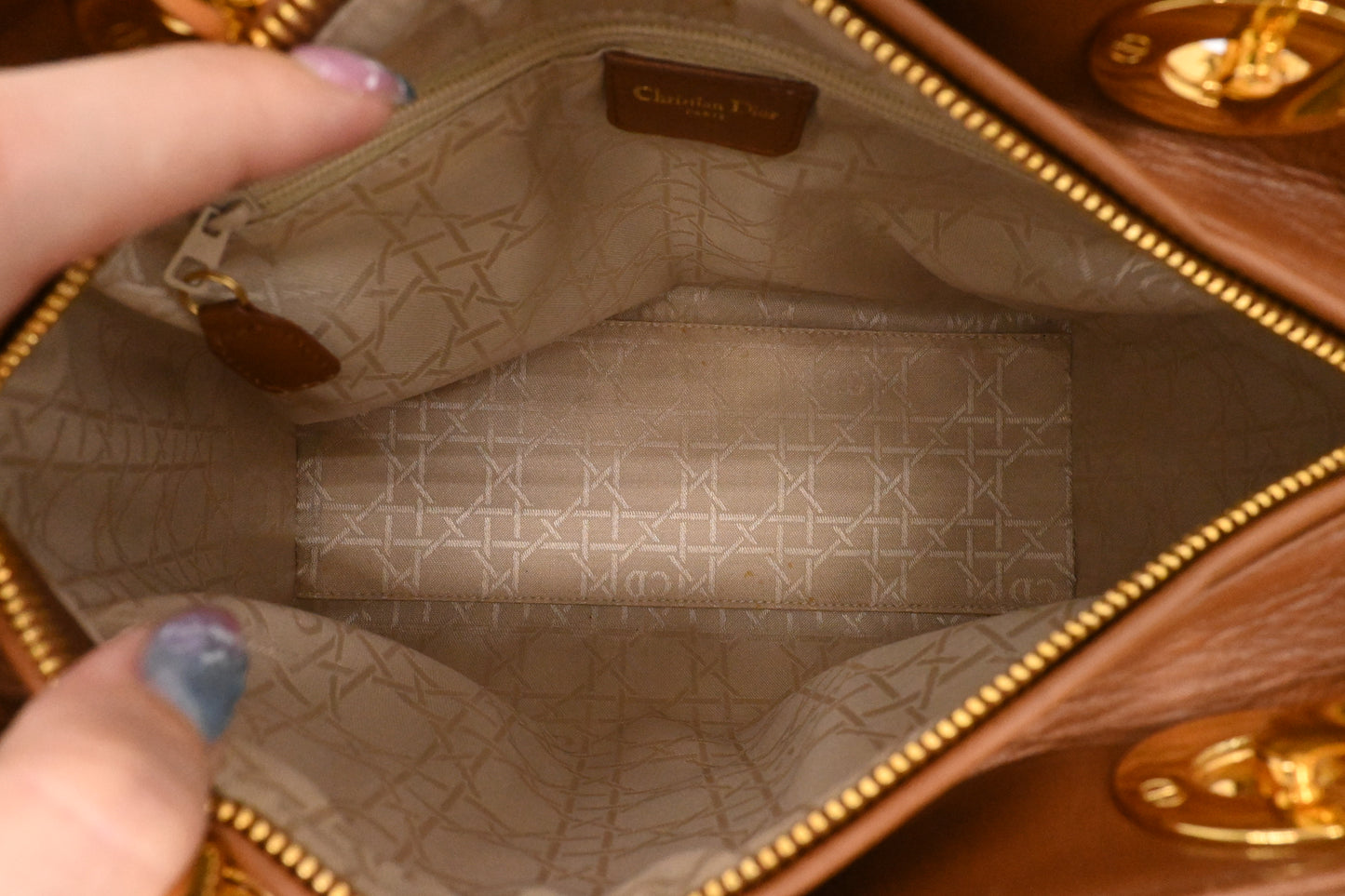 Dior Lady Dior Medium in Brown Cannage Leather