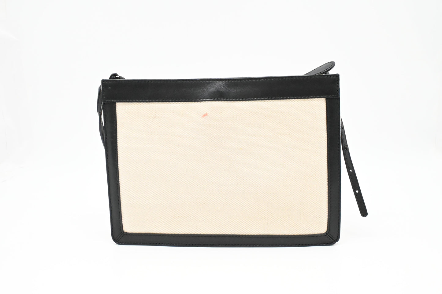 Balenciaga Navy Pochette Crossbody in Off White Canvas