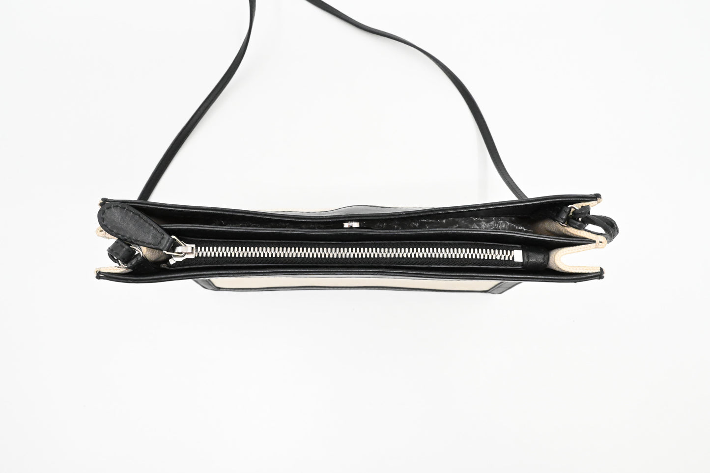 Balenciaga Navy Pochette Crossbody in Off White Canvas