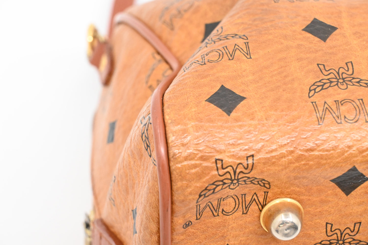 MCM Boston Bag in Cognac Visetos Canvas