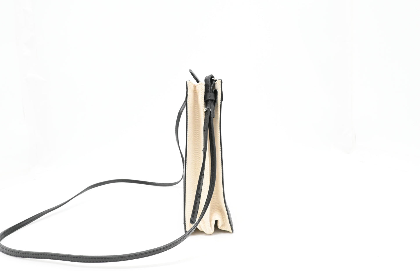 Balenciaga Navy Pochette Crossbody in Off White Canvas