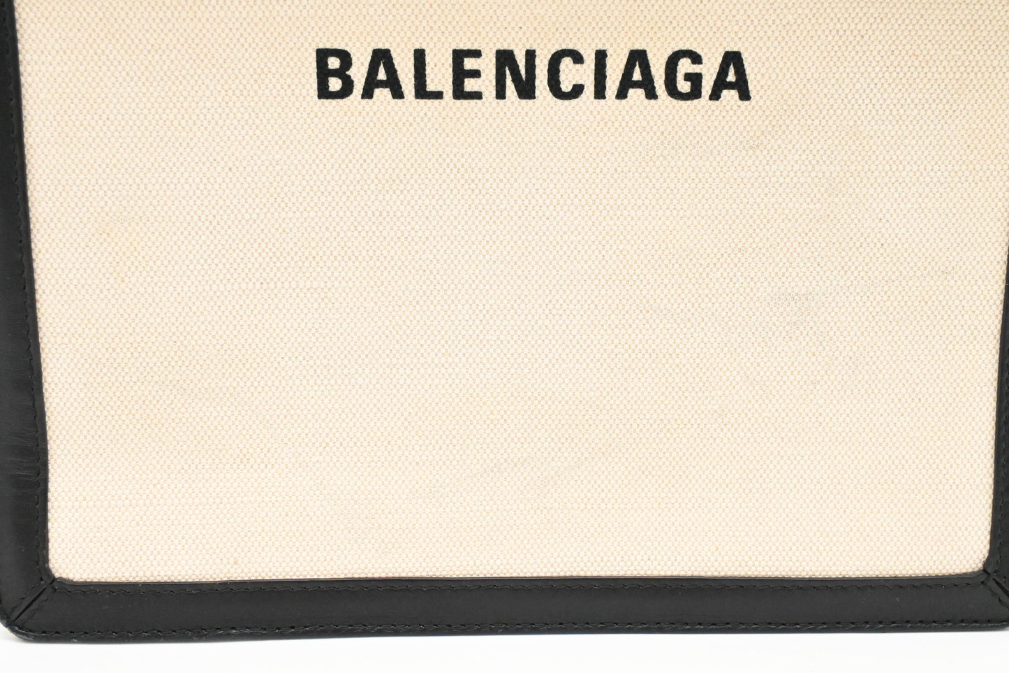 Balenciaga Navy Pochette Crossbody in Off White Canvas