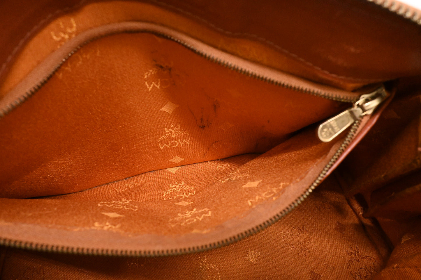 MCM Boston Bag in Cognac Visetos Canvas