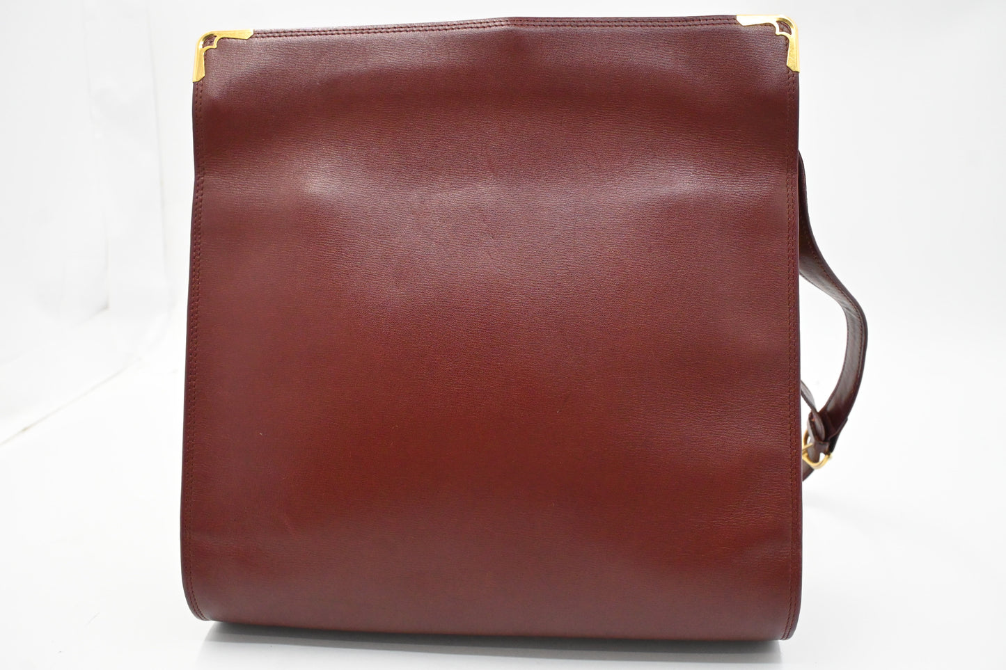 Cartier Kiss Lock Shoulder Bag in Burgundy Leather