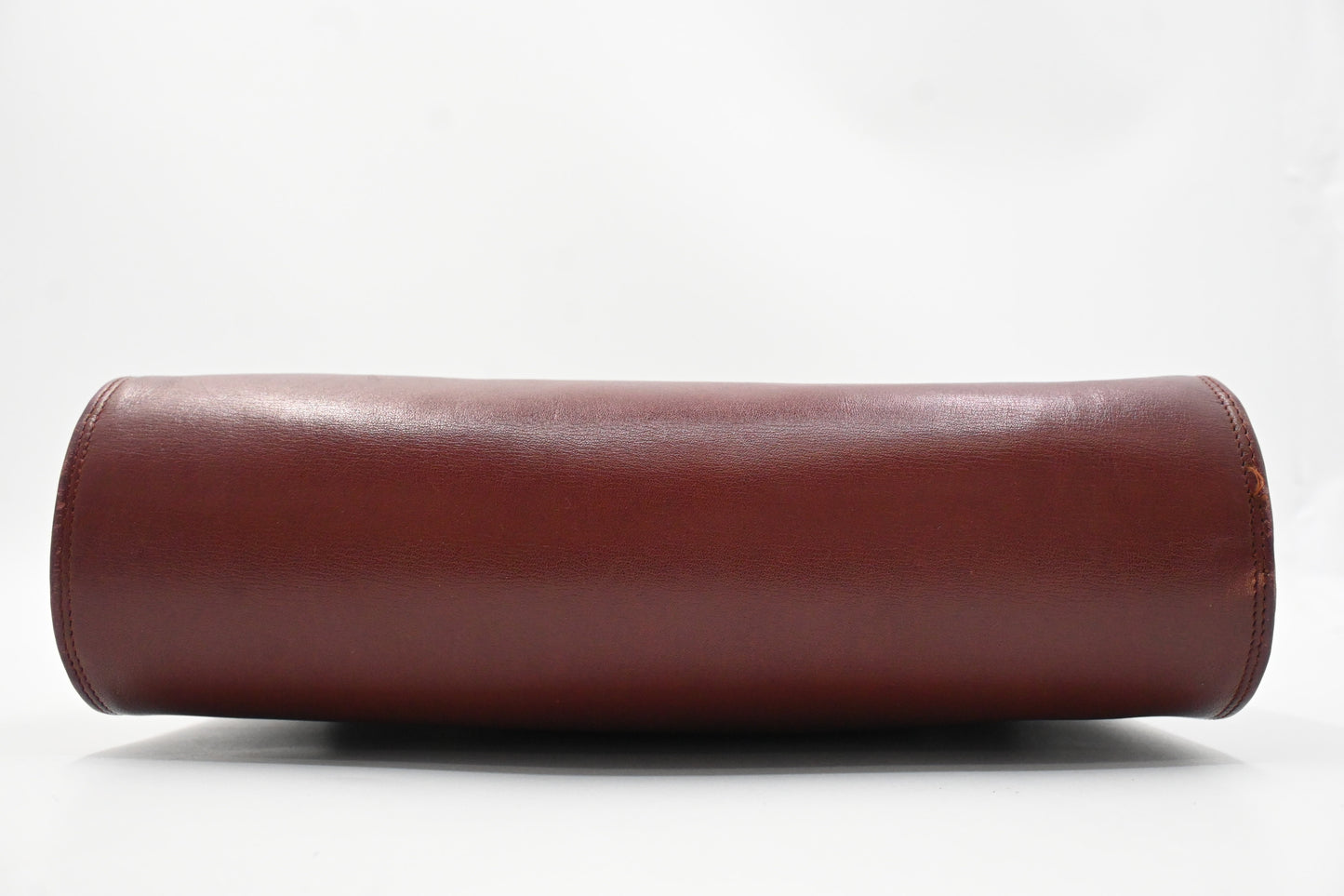 Cartier Kiss Lock Shoulder Bag in Burgundy Leather