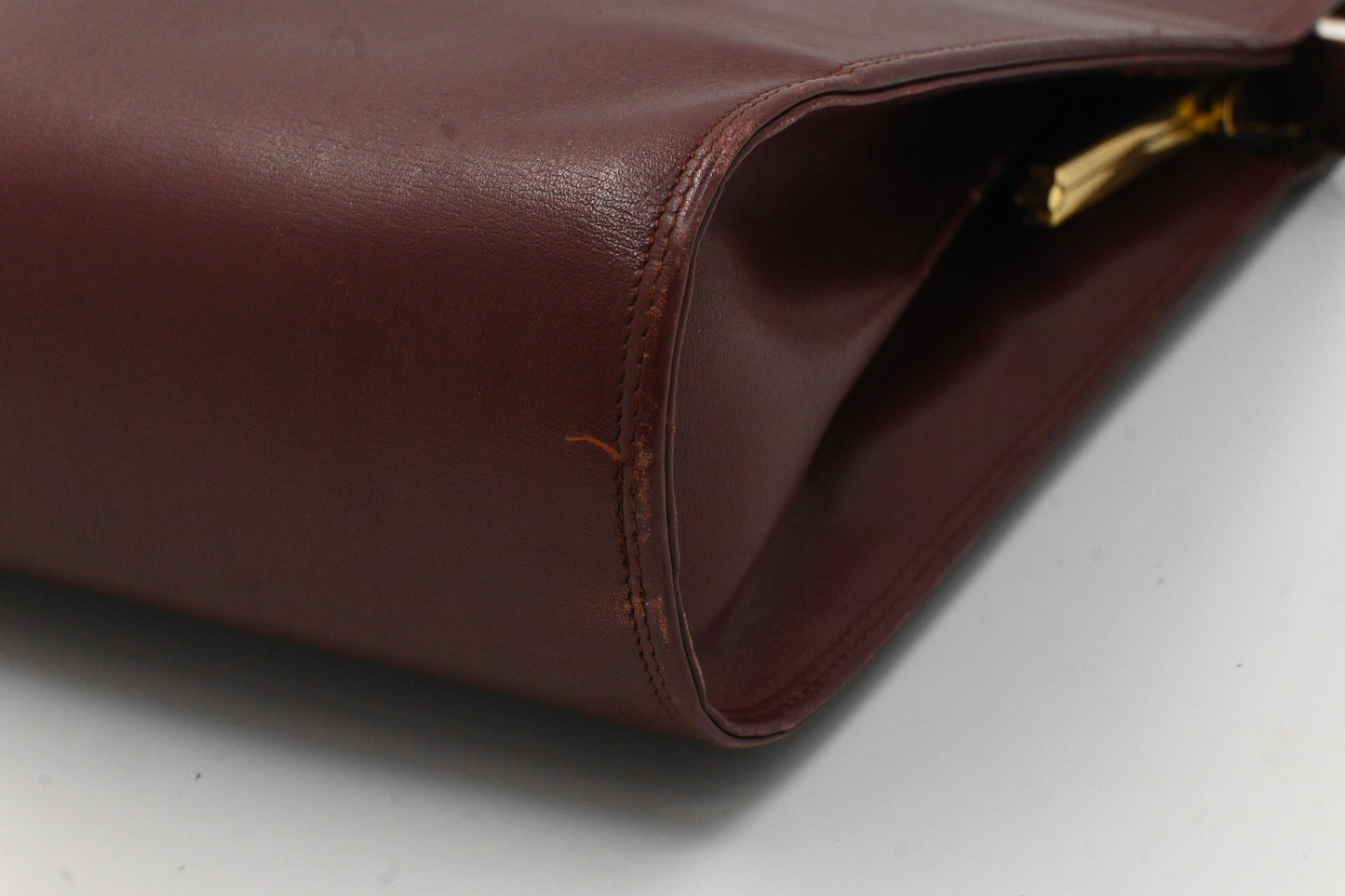 Cartier Kiss Lock Shoulder Bag in Burgundy Leather