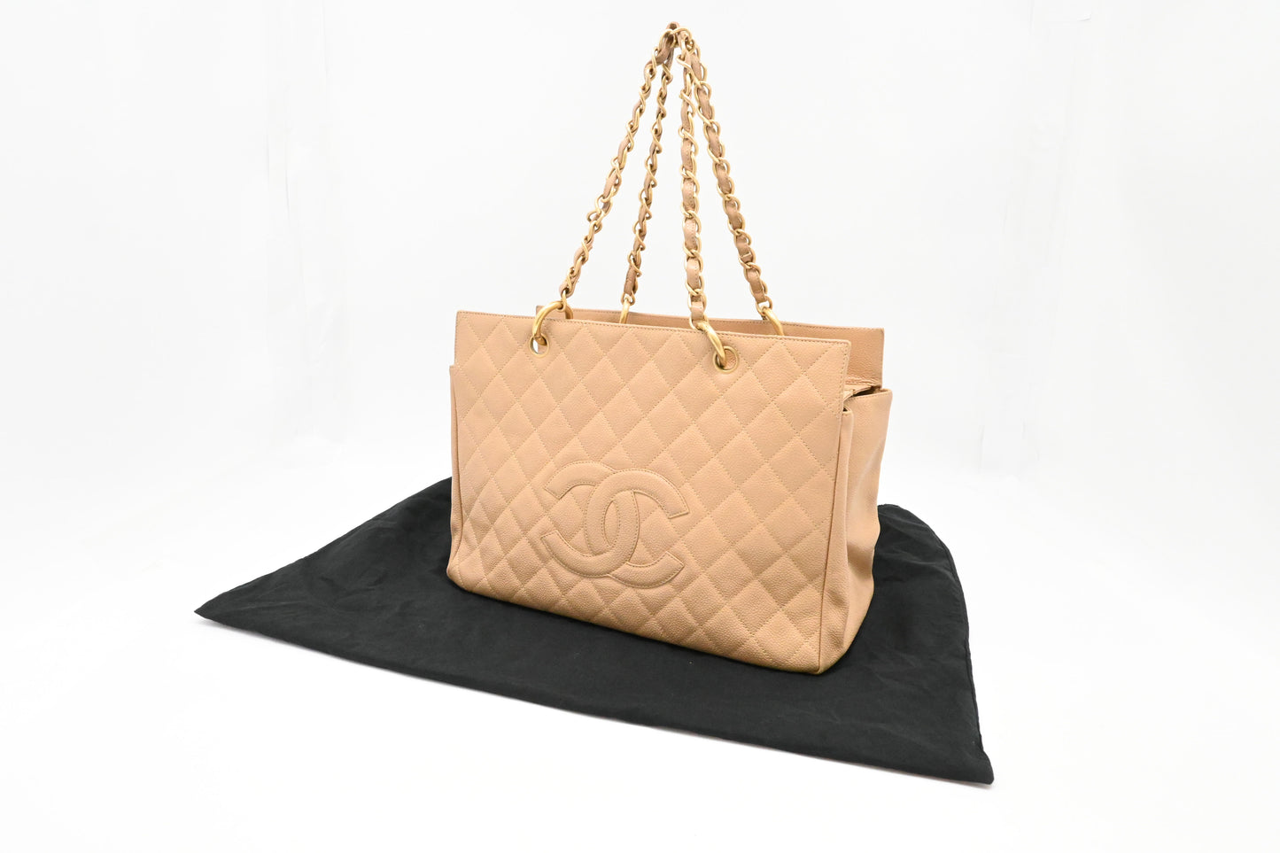 Chanel Grand Shopping Tote in Beige Caviar Leather