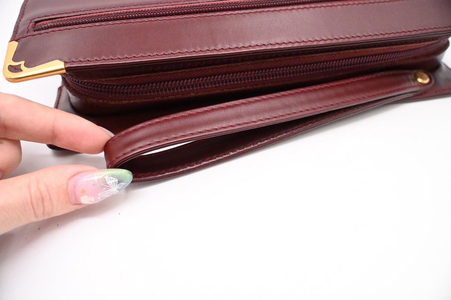 Cartier Wristlet in Burgundy Leather