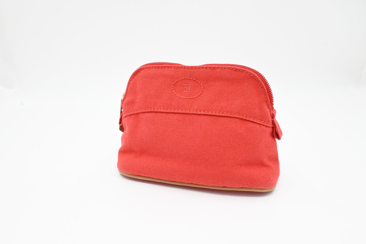 Hermes Mini Bolide Pouch in Red Canvas