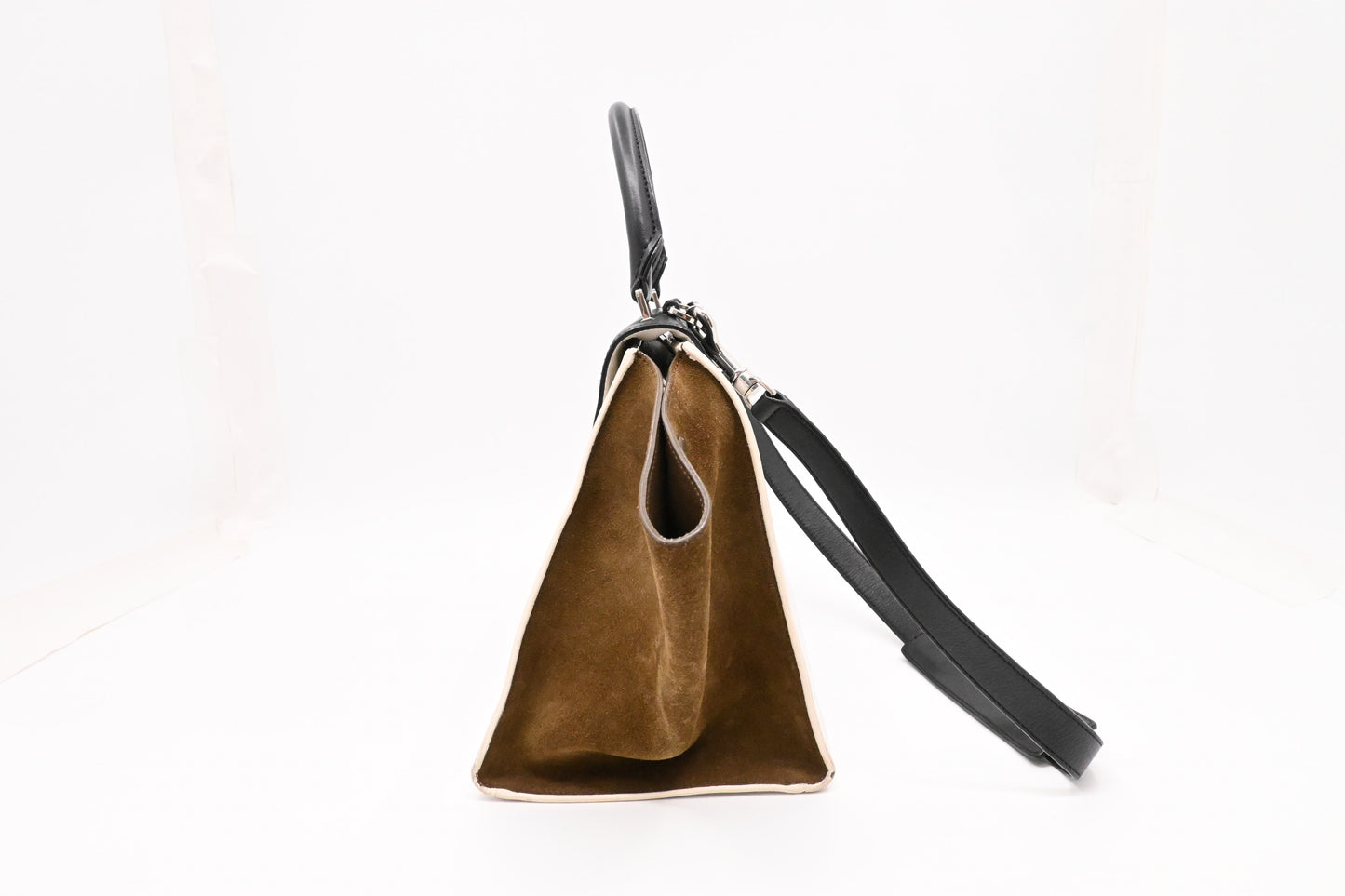 Celine Trapeze 2way Bag in Black, White and Brown Leather