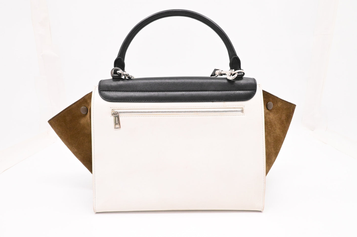 Celine Trapeze 2way Bag in Black, White and Brown Leather