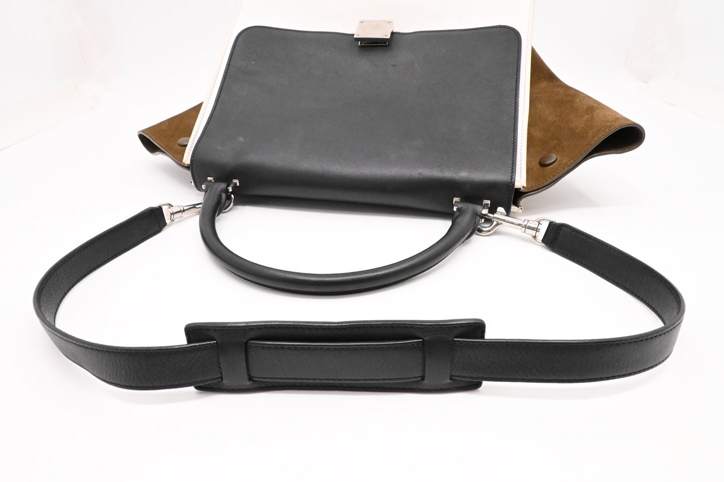Celine Trapeze 2way Bag in Black, White and Brown Leather