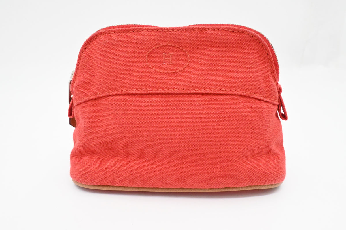 Hermes Mini Bolide Pouch in Red Canvas