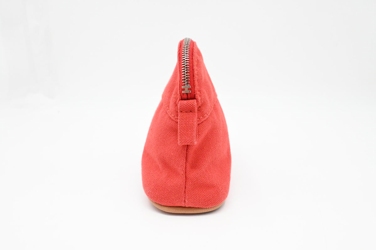 Hermes Mini Bolide Pouch in Red Canvas