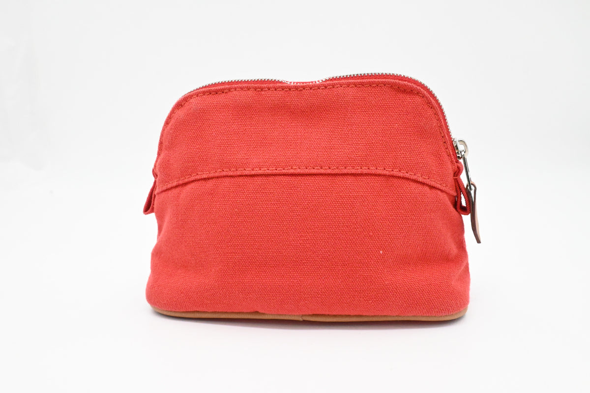 Hermes Mini Bolide Pouch in Red Canvas
