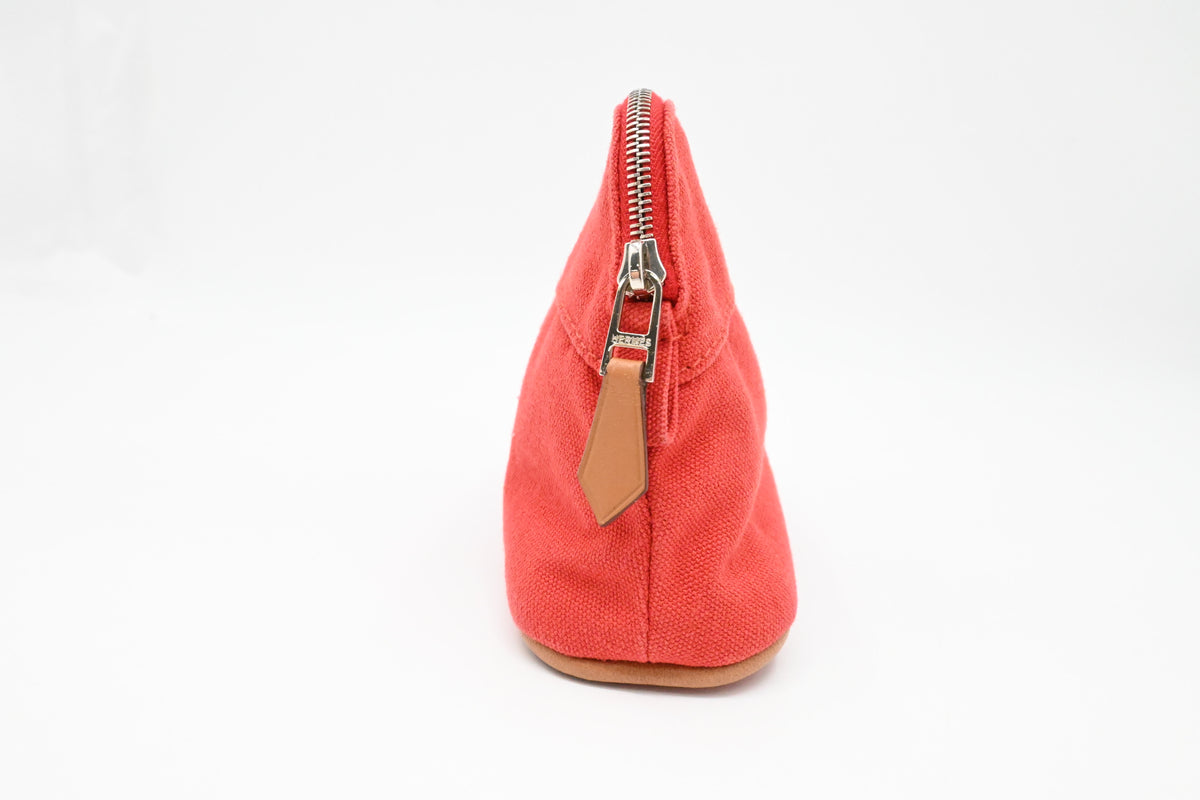 Hermes Mini Bolide Pouch in Red Canvas
