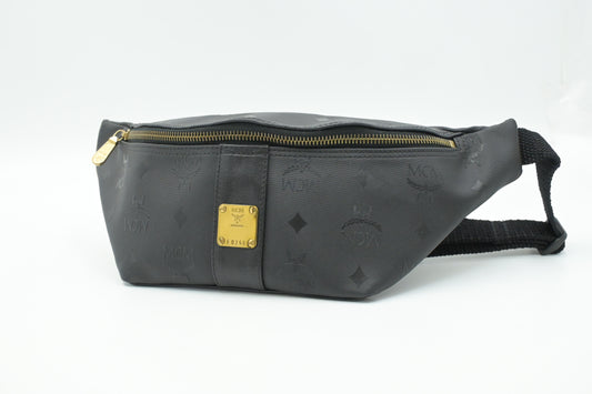 MCM Bumbag in Black Coated Canvas