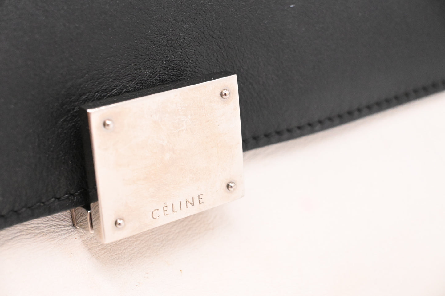 Celine Trapeze 2way Bag in Black, White and Brown Leather
