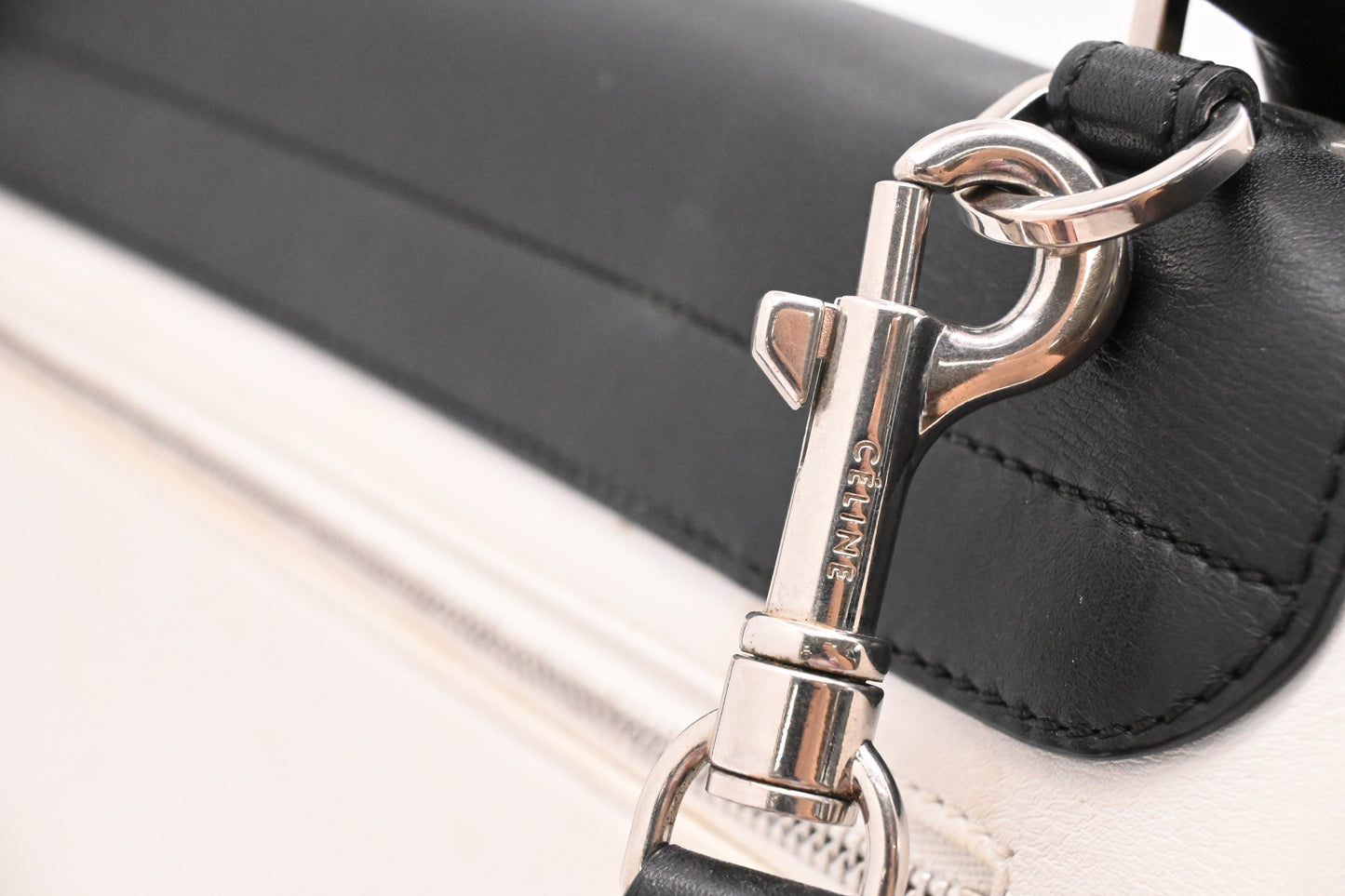 Celine Trapeze 2way Bag in Black, White and Brown Leather