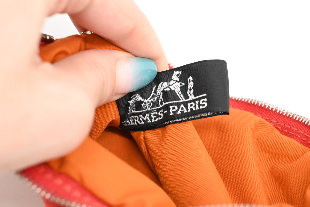 Hermes Mini Bolide Pouch in Red Canvas