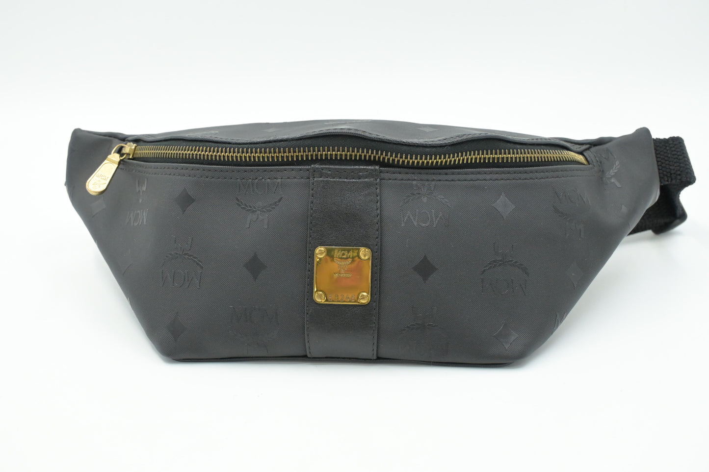 MCM Bumbag in Black Coated Canvas