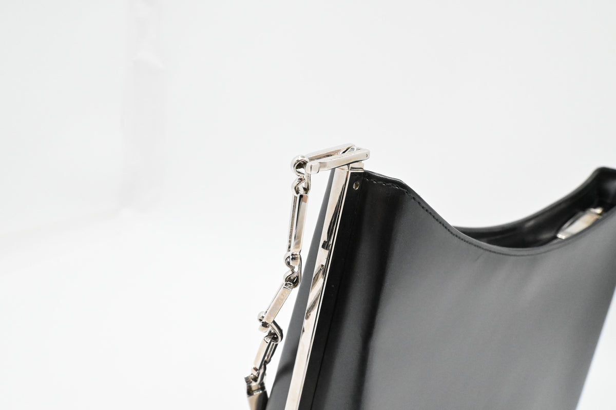 Ferragamo Shoulder Bag in Matte Black Leather